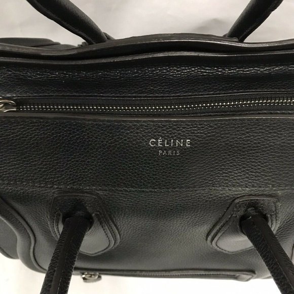 CELINE MEDIUM BLACK PHANTOM BAG GRAINED CALFSKIN LEATHER 100% AUTHENTIC - Picture 4 of 7